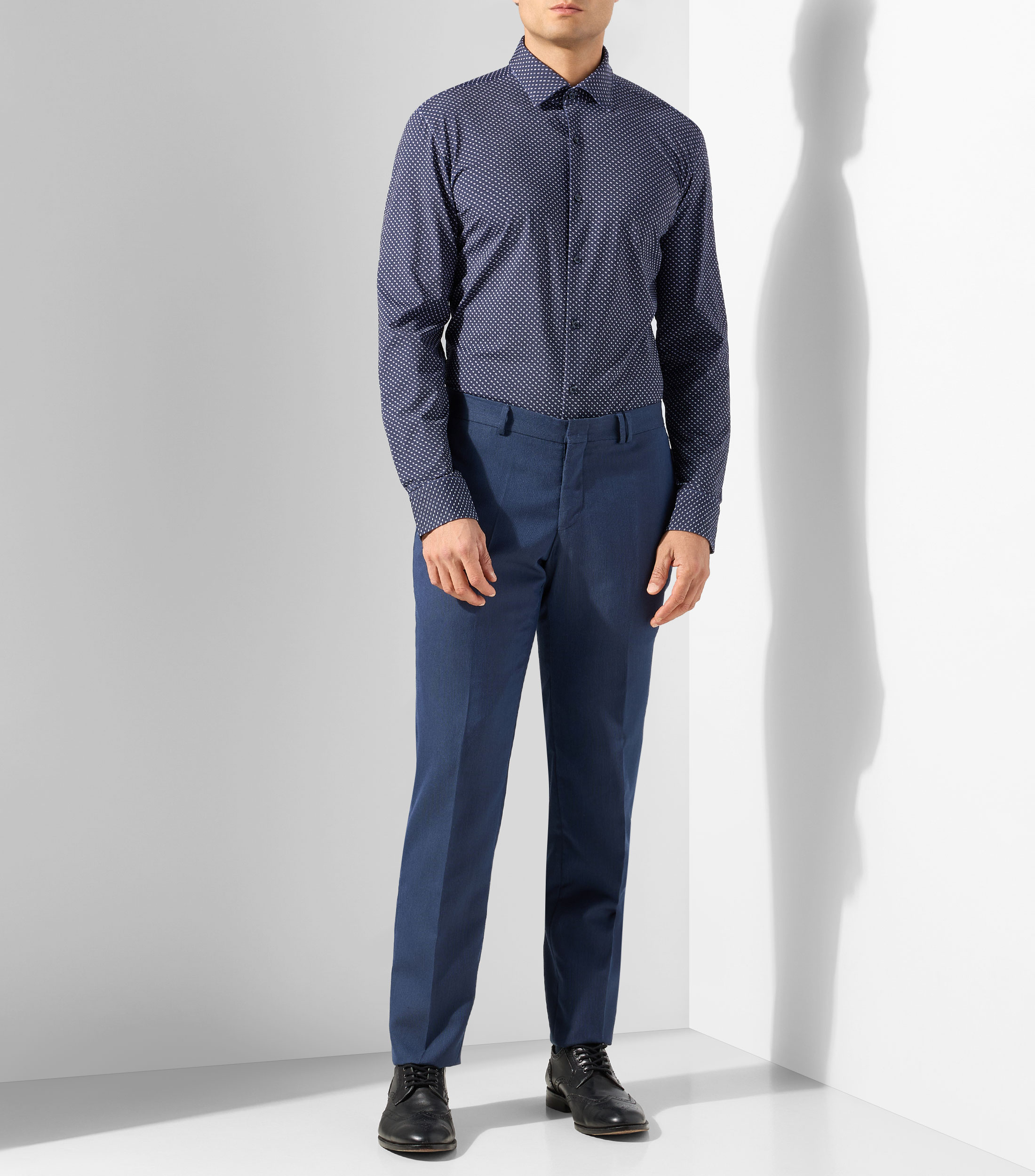 Camisa slim fit en punto técnico elástico estampado Hombre